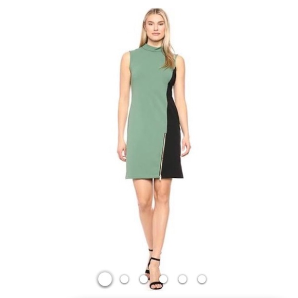 Sharagano Dresses & Skirts - Sharagano Mock Neck Colorblock Dress.